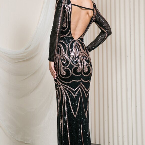 Back/Rose Gold Sequin Gown - Picture 2 of 2